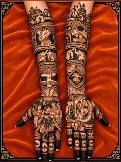 figure full hand mehndi design