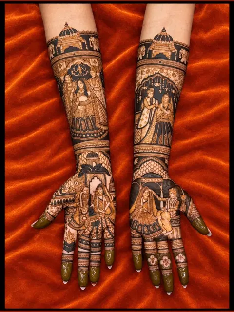 figure full hand mehndi design