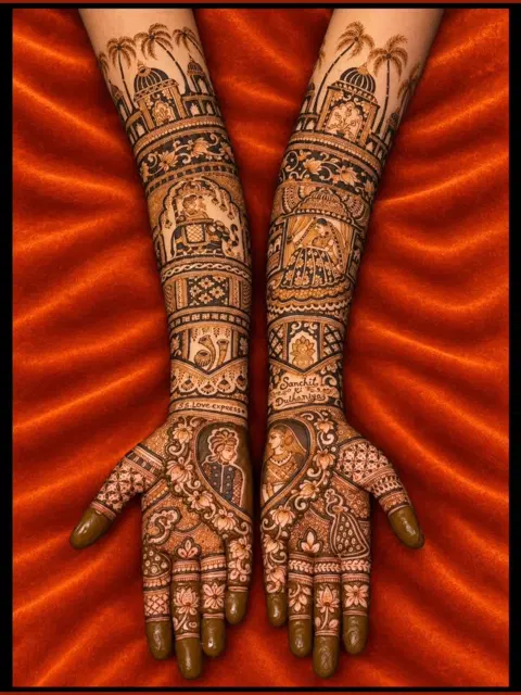 figure full hand mehndi design