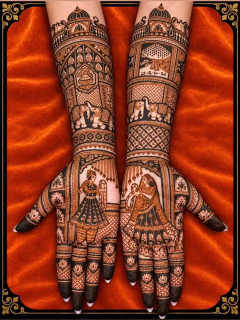 figure full hand mehndi design