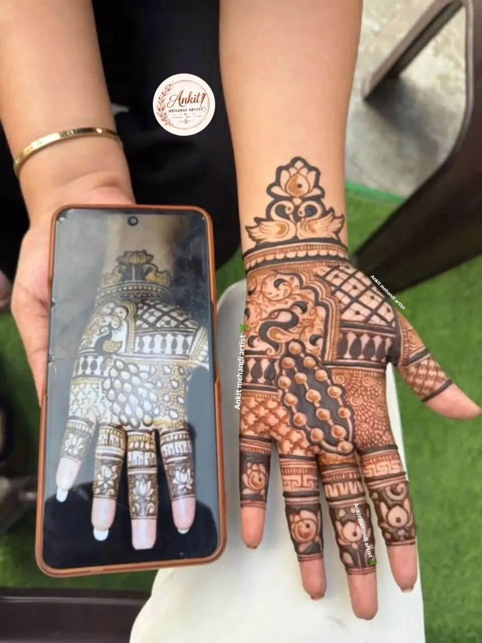 Simple Back Hand Mehndi Design with Peacock (5)