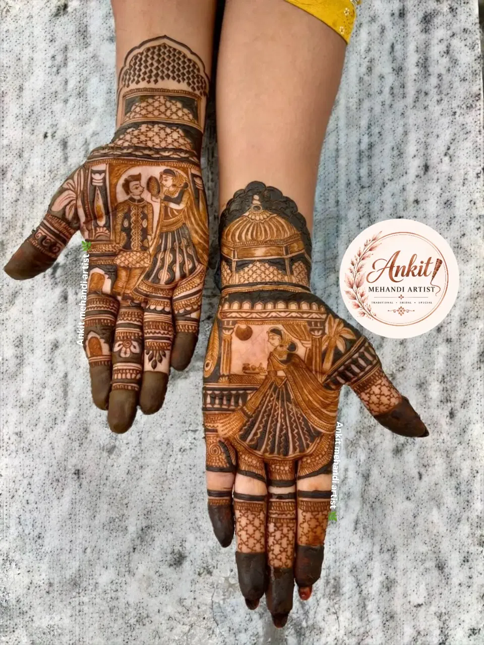 Mehndi Design with Figures for Karwa Chauth (3)