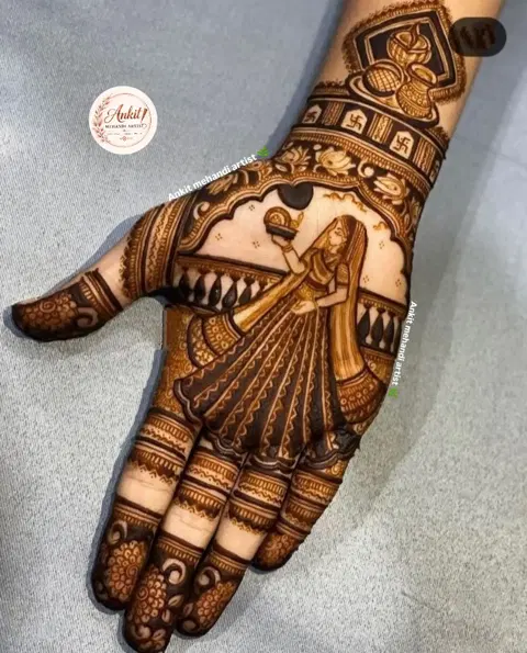 bridal stylish back hand mehndi design