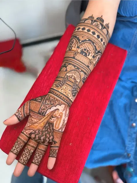 bridal front hand mehndi design