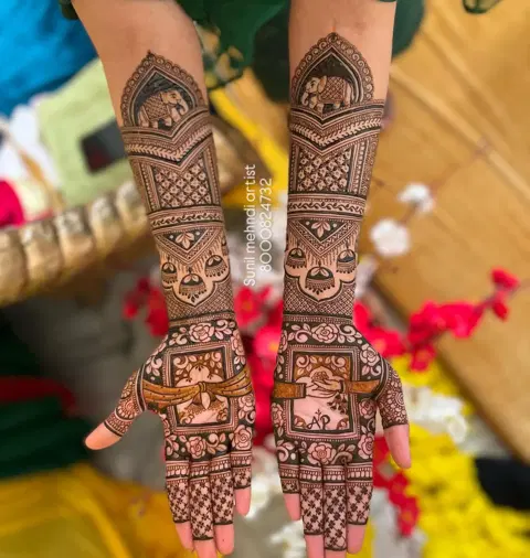 figure full hand mehndi design