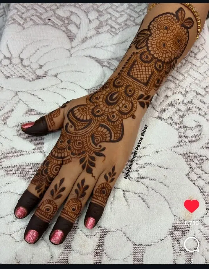 Arabic Royal Back Hand Mehndi Design with Hearts