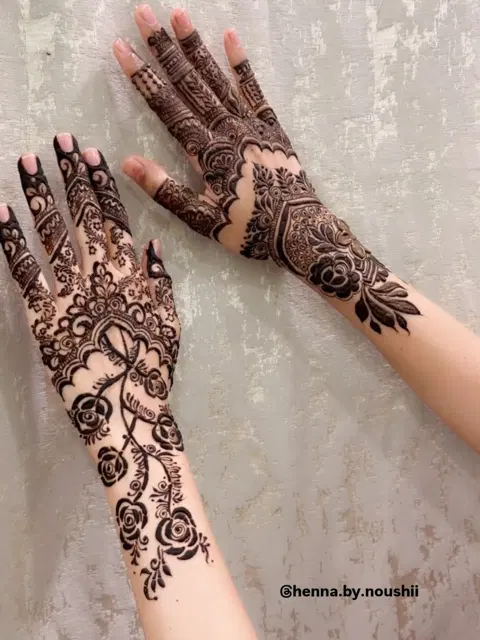 arabic jaal front hand mehndi design