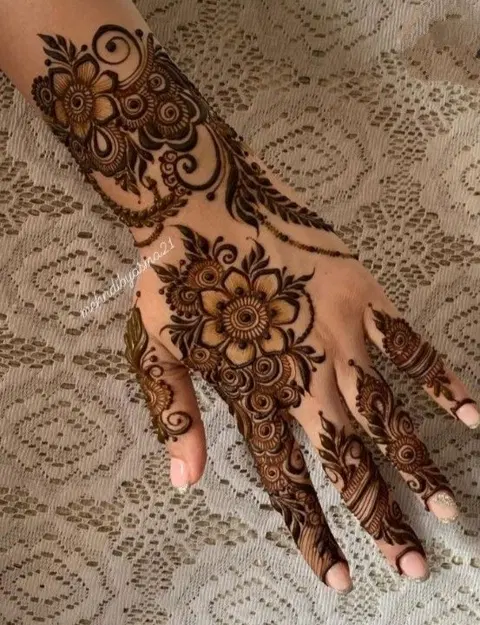 aesthetic arabic flower arm mehndi design
