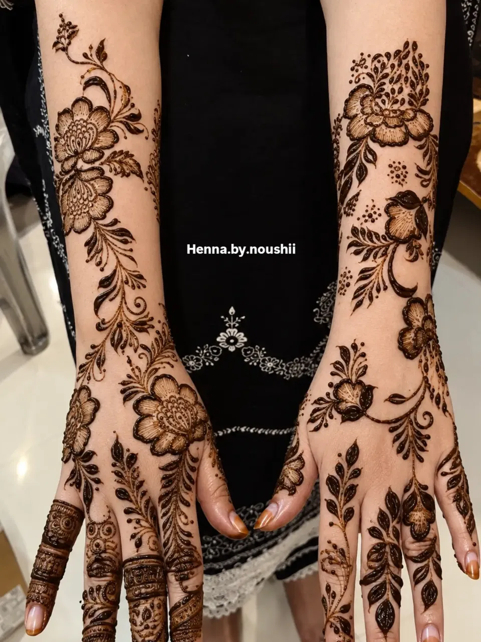 Front Hand Mehndi Design with Flowers