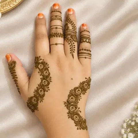 aesthetic arabic jaal back hand mehndi design