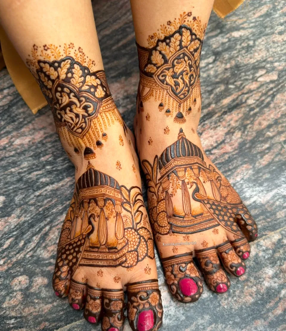 Back Hand Mehndi Design with Figures