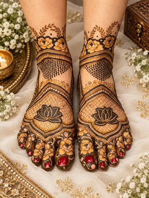 bridal figure foot mehndi design