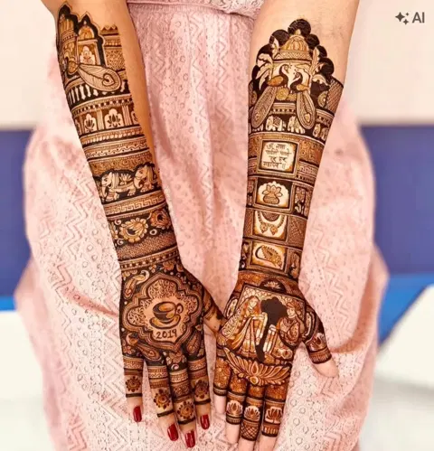 figure full hand mehndi design