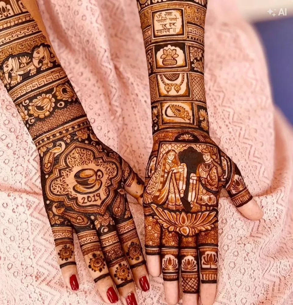 Bridal Front Hand Mehndi Design with Figures (16)