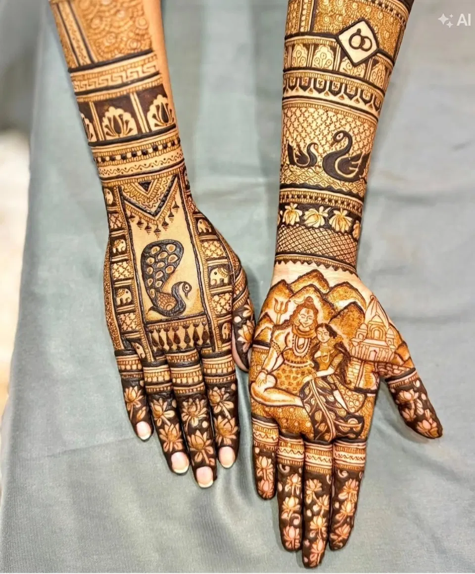 Full Hand Mehndi Design with Figures (3)