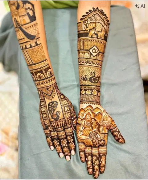 figure full hand mehndi design