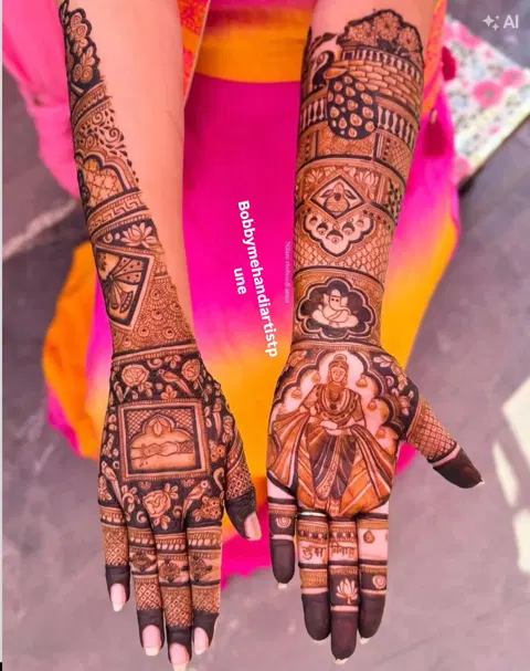 figure full hand mehndi design