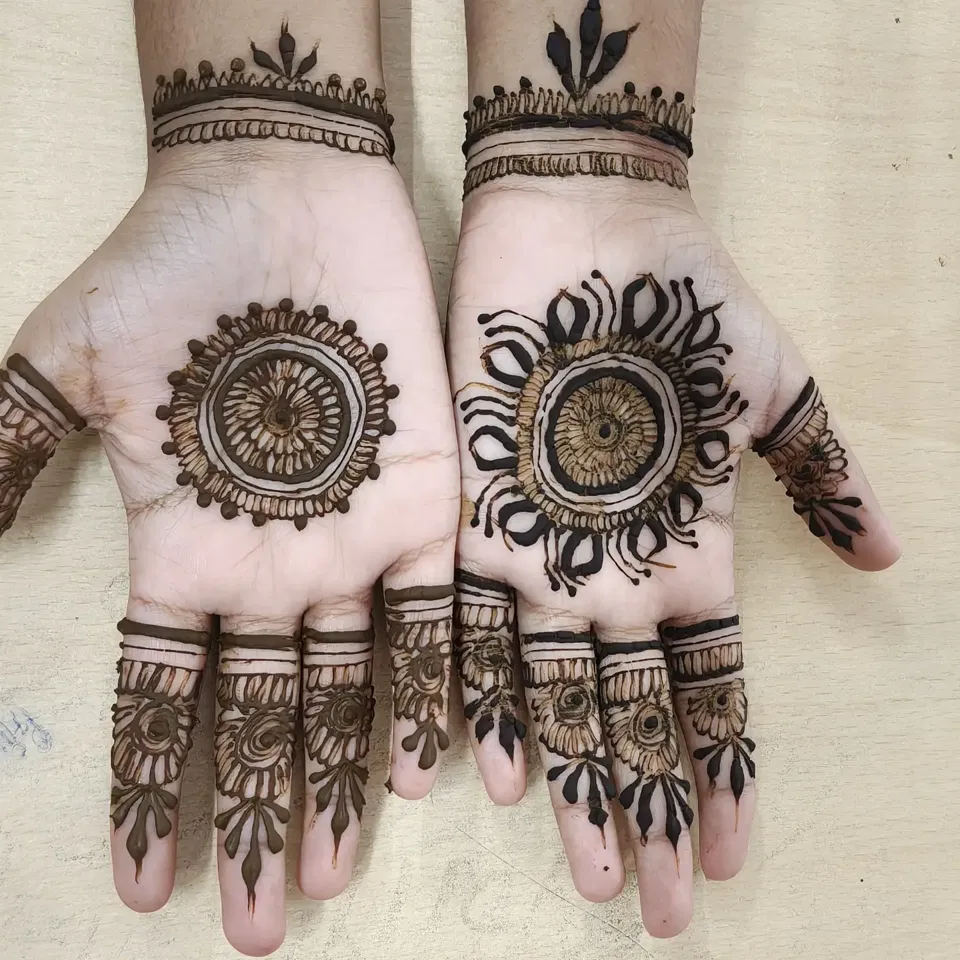 Full Hand Mehndi Design with Gol Tikki