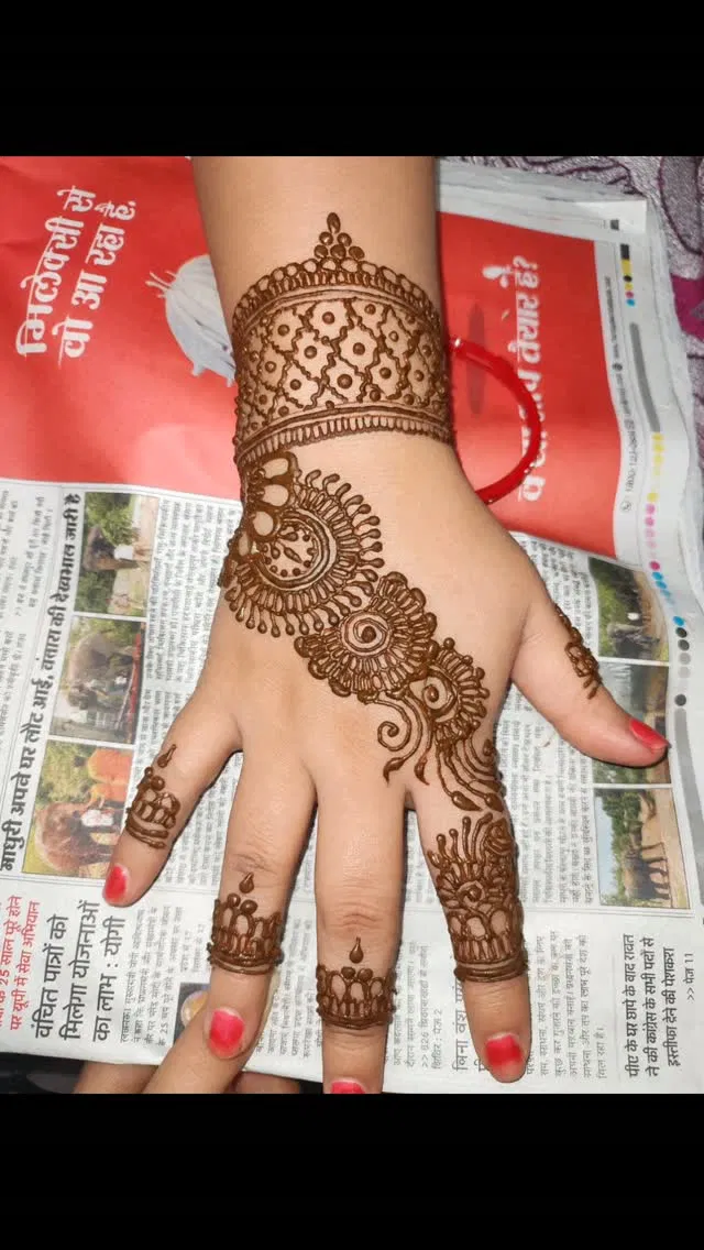 Bridal Back Hand Mehndi Design with Deity
