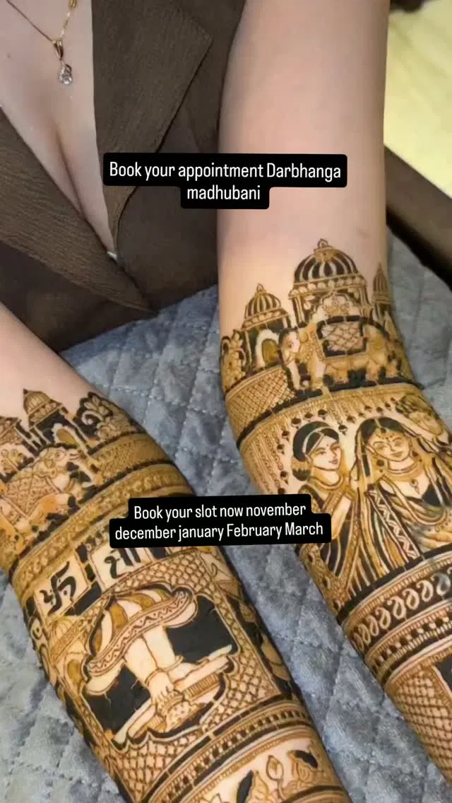 Mehndi Design with Figures and Hearts