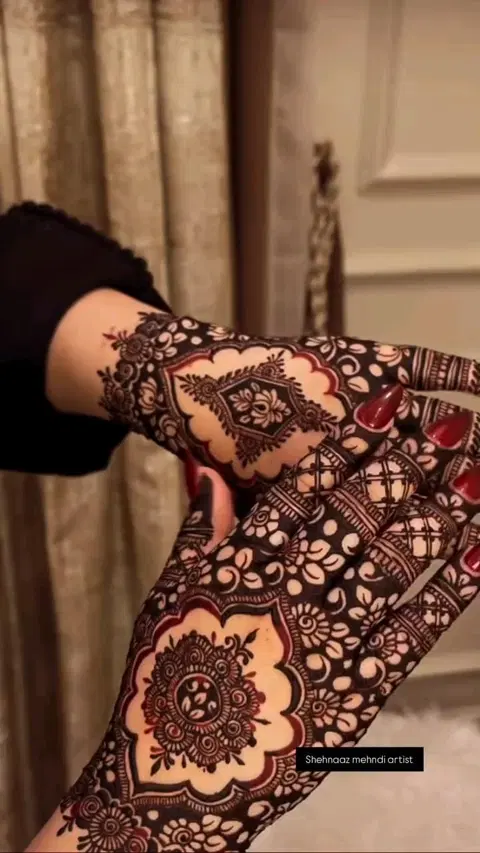 aesthetic arabic flower back hand mehndi design