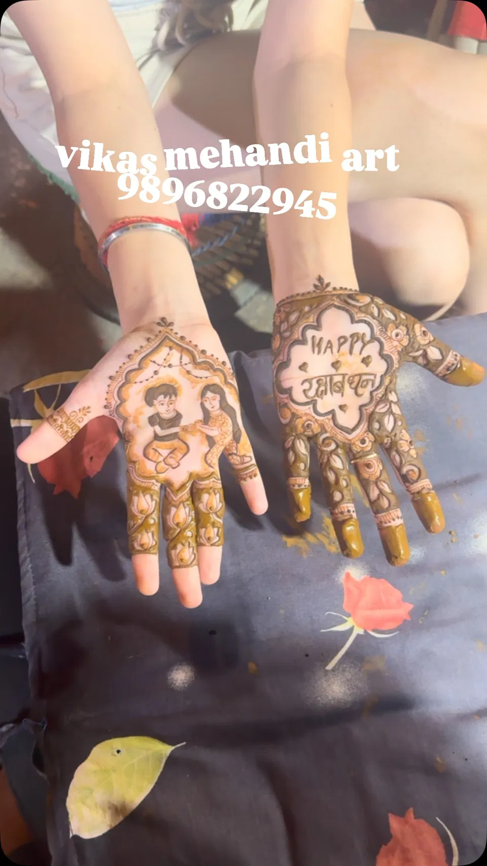 Simple Front Hand Mehndi Design with Figures