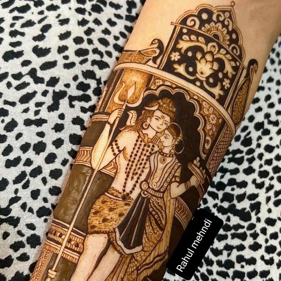 Bridal Full Hand Mehndi Design with Figures