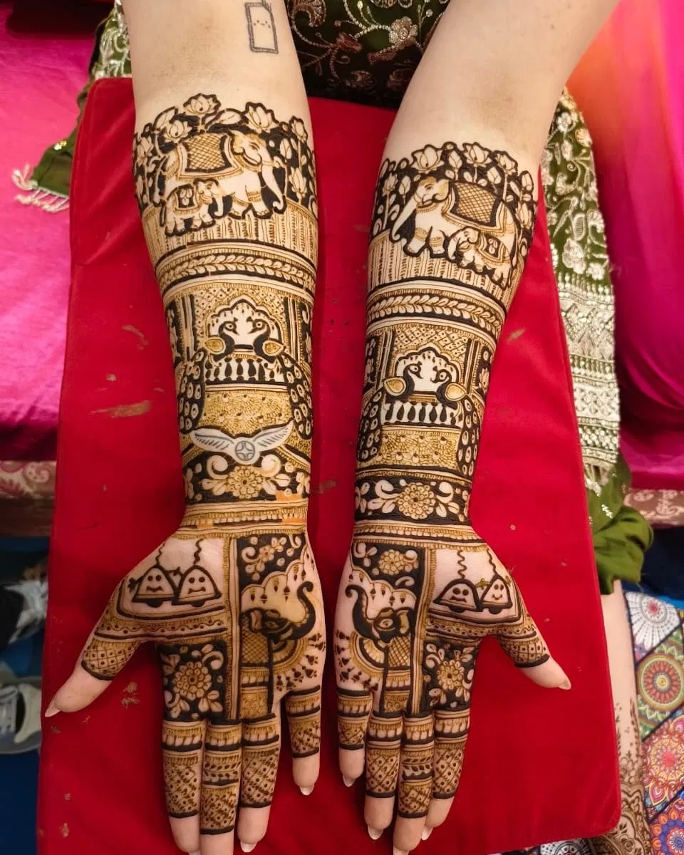 Bridal Full Hand Mehndi Design with Figures (3)