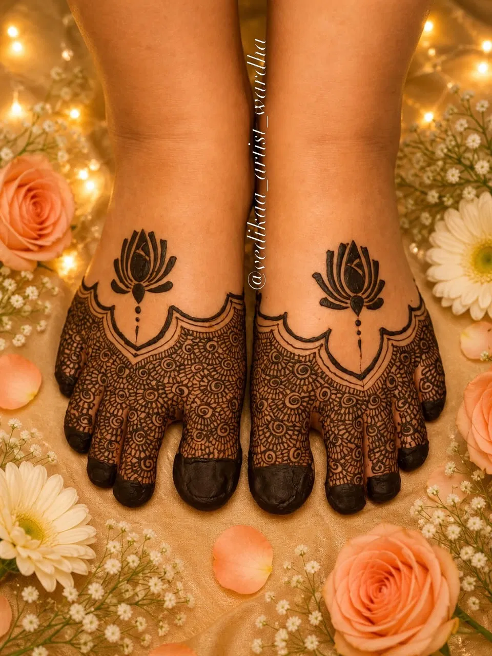 Back Hand Mehndi Design with Lotus