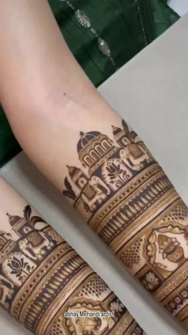 Bridal Full Hand Mehndi Design with Figures