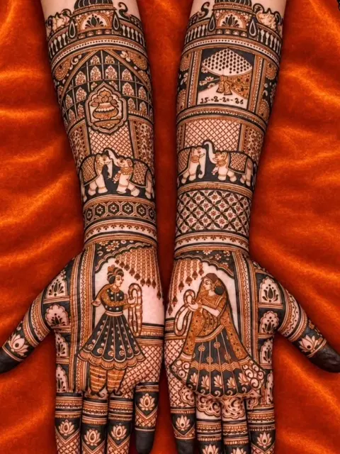 figure full hand mehndi design
