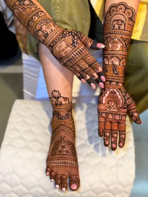 figure full hand mehndi design