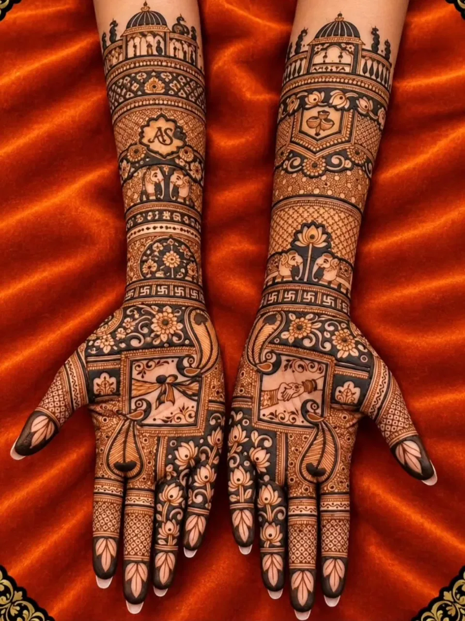 Back Hand Mehndi Design with Figures