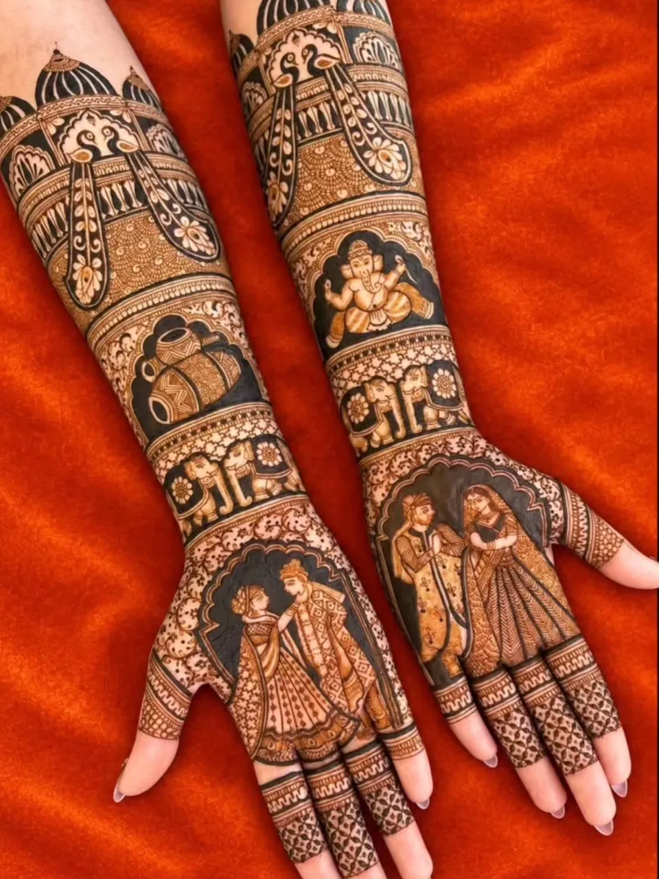 Front Hand Mehndi Design with Figures (2)