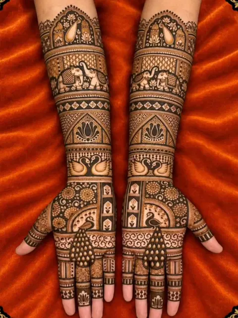figure full hand mehndi design
