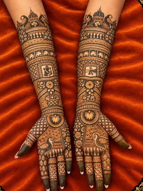 figure full hand mehndi design