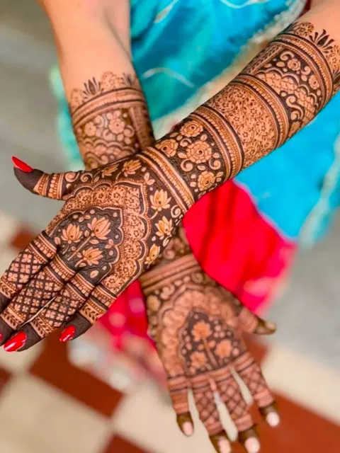 arabic indian heart full hand mehndi design