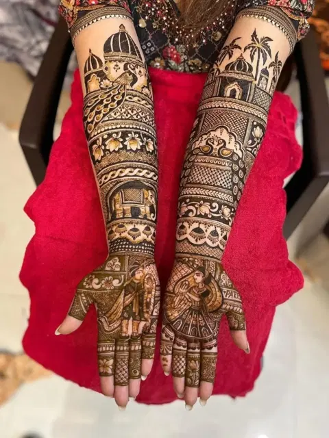 bridal figure front hand mehndi design