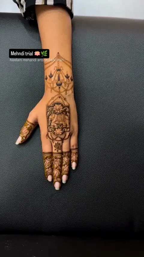 bridal back hand mehndi design