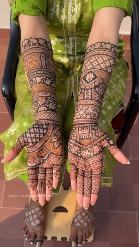 bridal front hand mehndi design