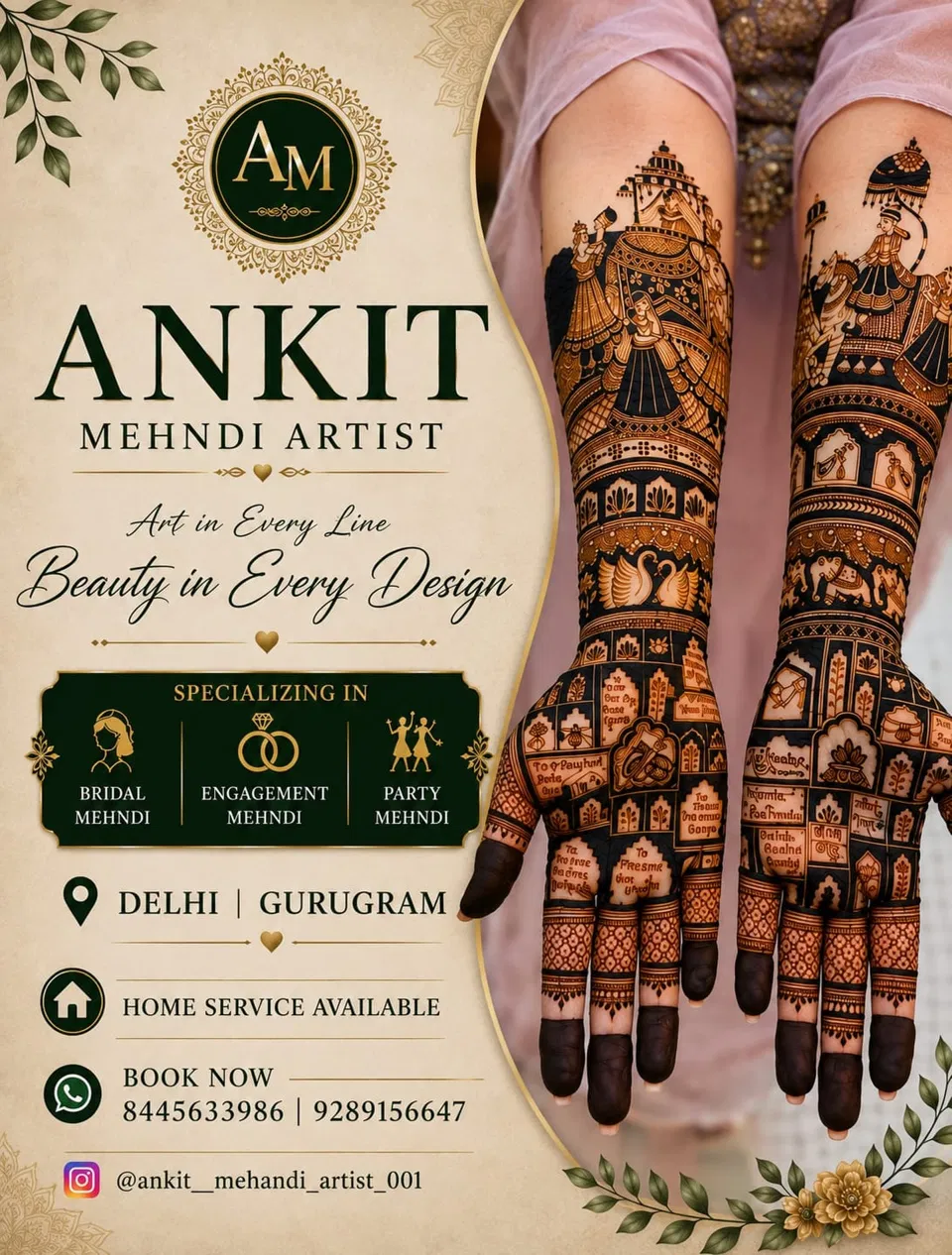 Bridal Mehndi Design with Figures