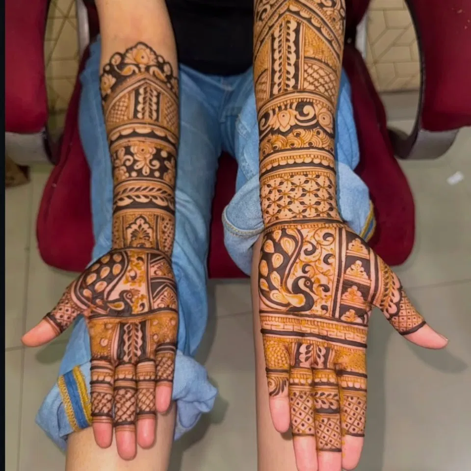 Front Hand Mehndi Design with Figures