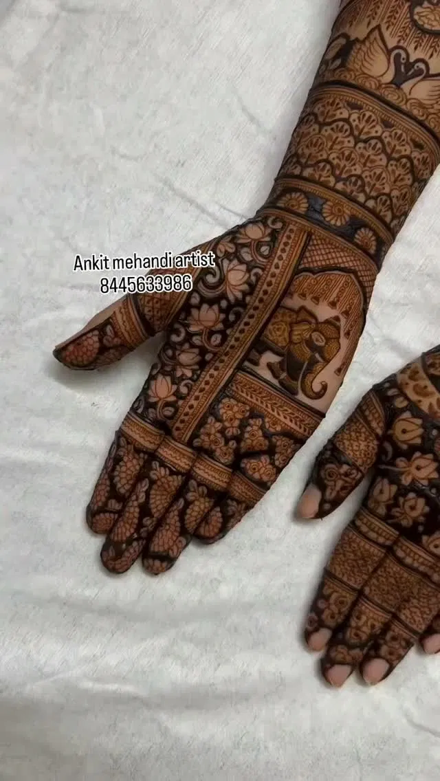 Aesthetic Bridal Back Hand Mehndi Design