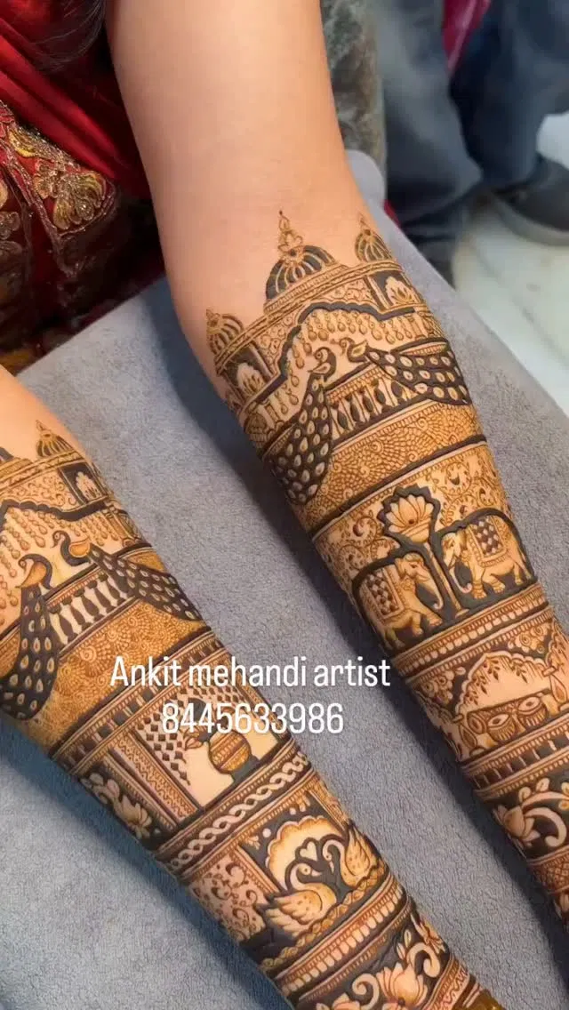 Aesthetic Arabic Full Hand Mehndi Design with Figures