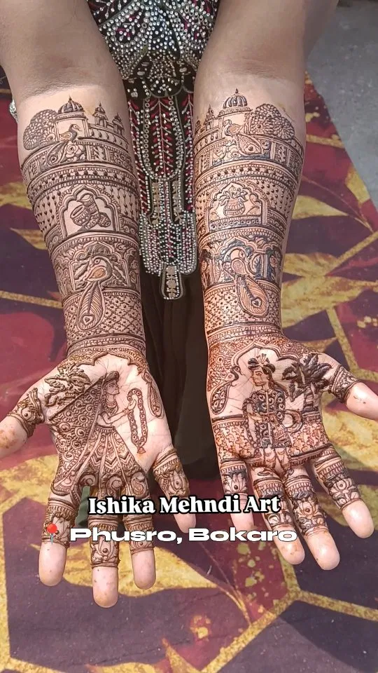 Aesthetic Full Hand Mehndi Design with Figures