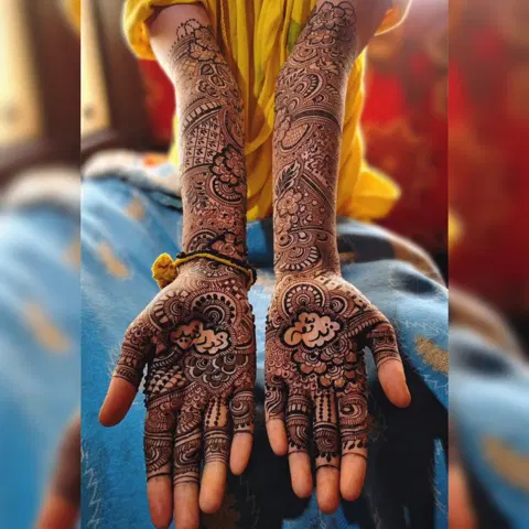 bridal figure front hand mehndi design