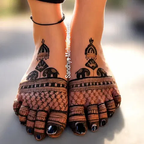 figure foot mehndi design
