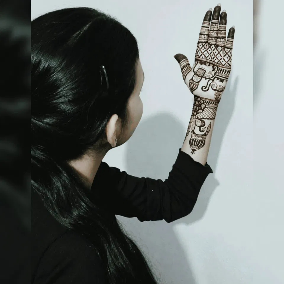 Heavy Full Hand Mehndi Design with Figures