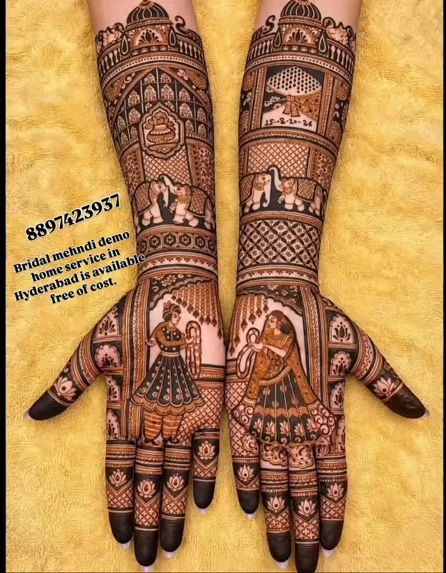 Front Hand Mehndi Design with Figures