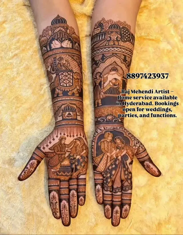 Full Hand Mehndi Design with Figures